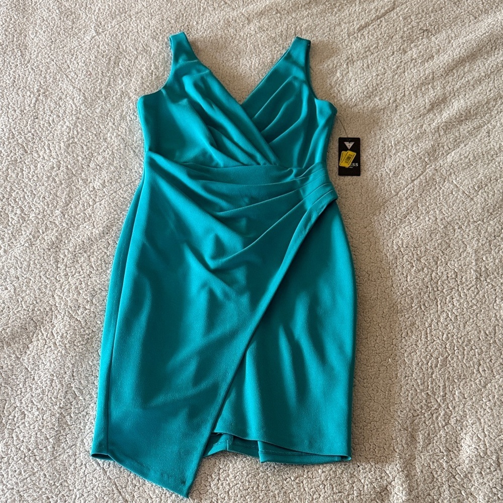 Guess Women's Turquoise Asymmetrical Dress Size 4 New - Picture 2 of 9